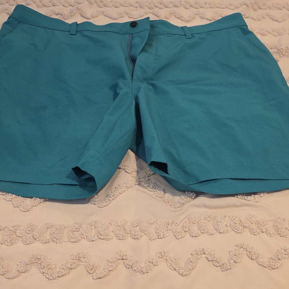 NIKE Teal Athletic Golf Shorts with Cream Waistband